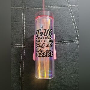16 Oz Slim Tumbler  with Straw In Florescent Pink